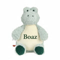 Alligator knuffel zacht pluche geborduurd met naam – voorkant