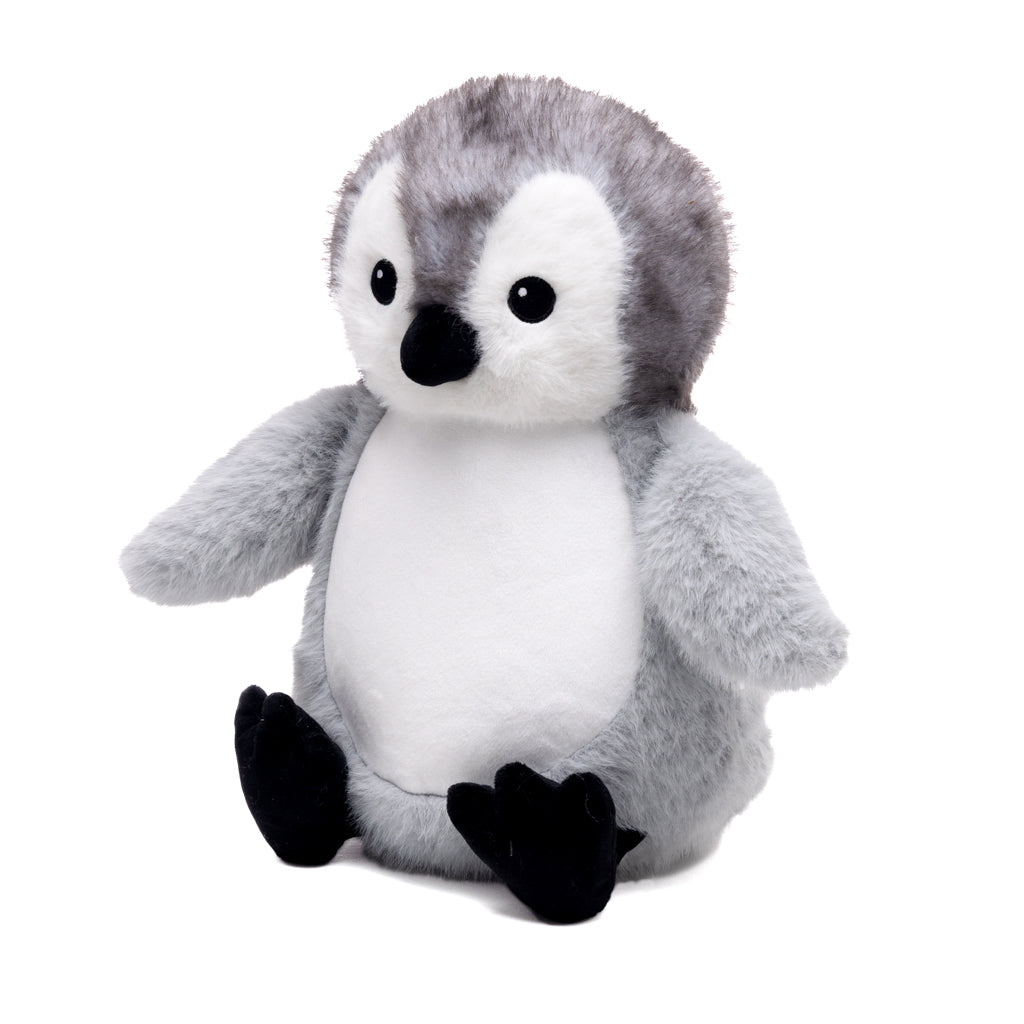Gepersonaliseerde pinguïn knuffel zijkant met naam geborduurd op de buik – Ik ben de knuffel van