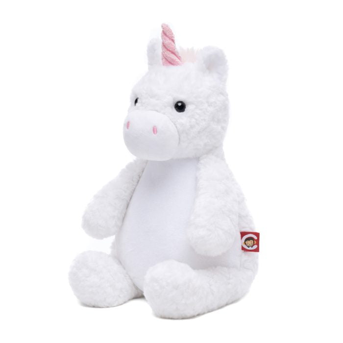 Unicorn knuffel zacht pluche geborduurd met naam – zijkant