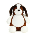 Gepersonaliseerde geboorteknuffel beagle wit-bruin – knuffel met naam en geboortedatum borduren