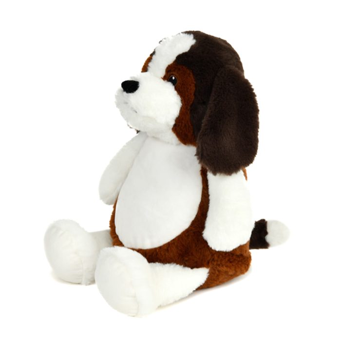Geboorteknuffel beagle zijkant met ritssluiting – kraamcadeau met naam borduren