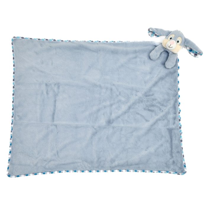 Knuffeldeken blauw konijn zacht pluche – voorkant