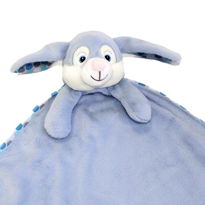 Knuffeldeken blauw konijn zacht pluche – detail konijnte