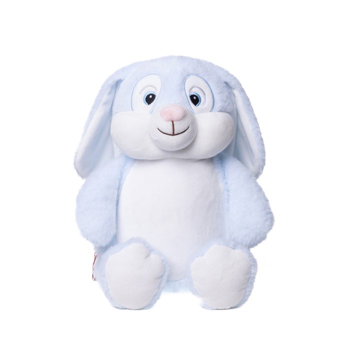 Babyblauw konijn knuffel zacht pluche geborduurd met naam – voorkant 