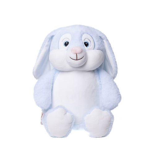 Babyblauw konijn knuffel zacht pluche geborduurd met naam – voorkant 