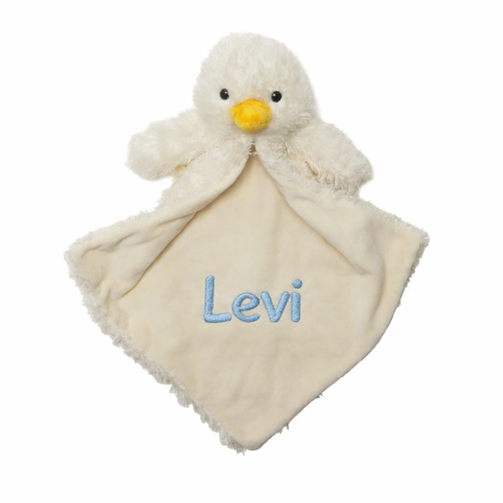 Knuffeldoekje eend zacht pluche – open