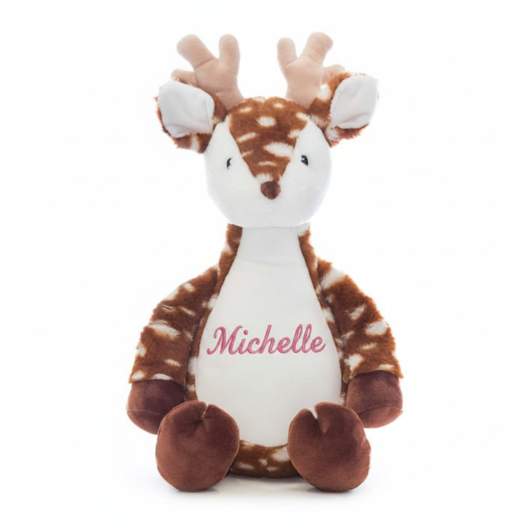 Hert knuffel zacht pluche geborduurd met naam – voorkant
