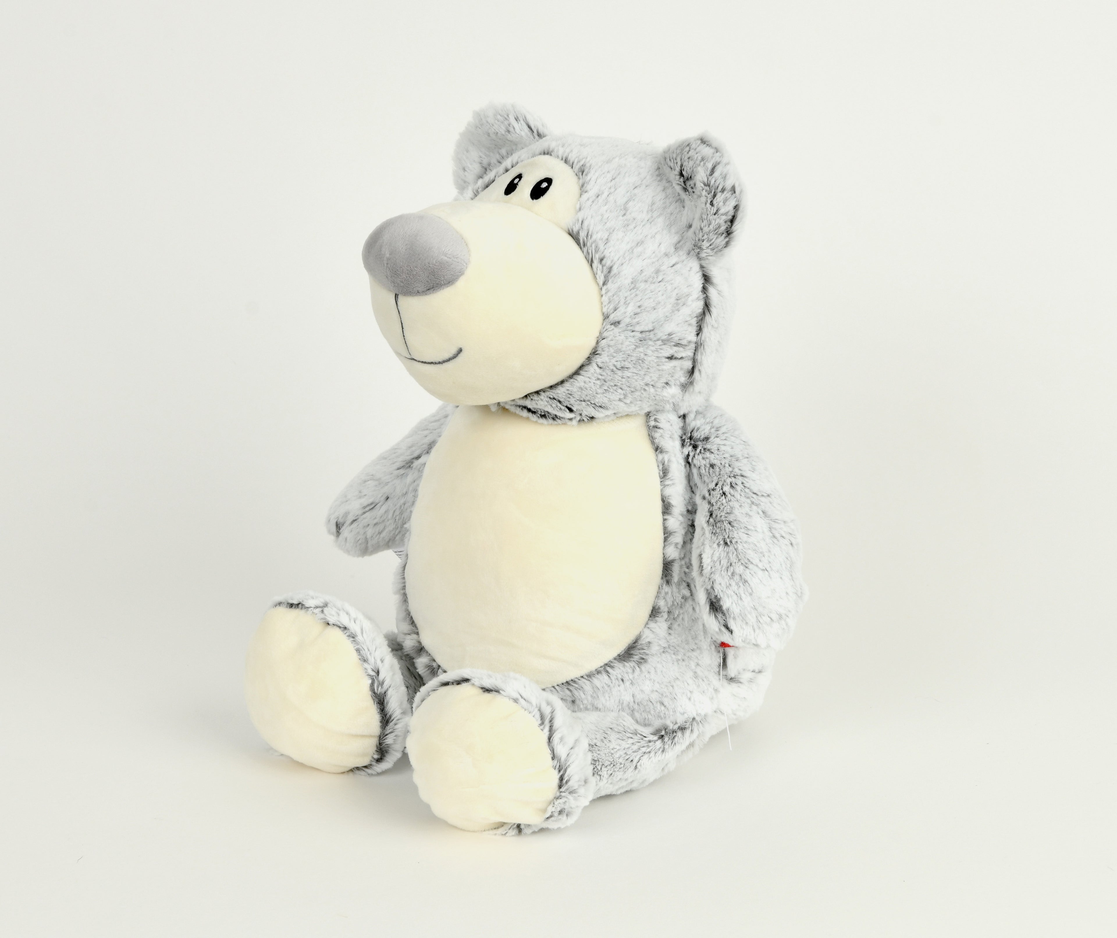 Geboorteknuffel grijze beer zijkant – knuffel met naam borduren
