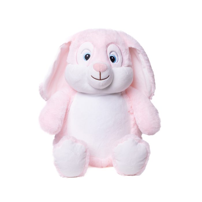 Babyroze konijn knuffel zacht pluche geborduurd met naam – voorkant 